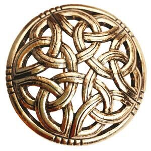Vintage Signed Sol D'Or Celtic Revival Gold Tone Knot Brooch England 80s Miracle